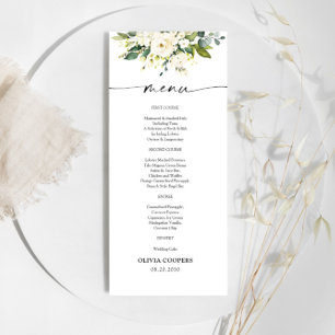 Menu Baby shower Floral Roses Blanches