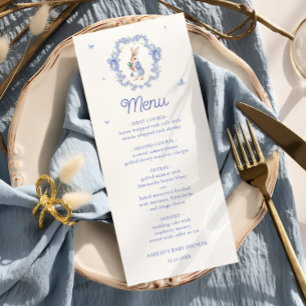 Menu Baby shower garçon Blue Peter Rabbit