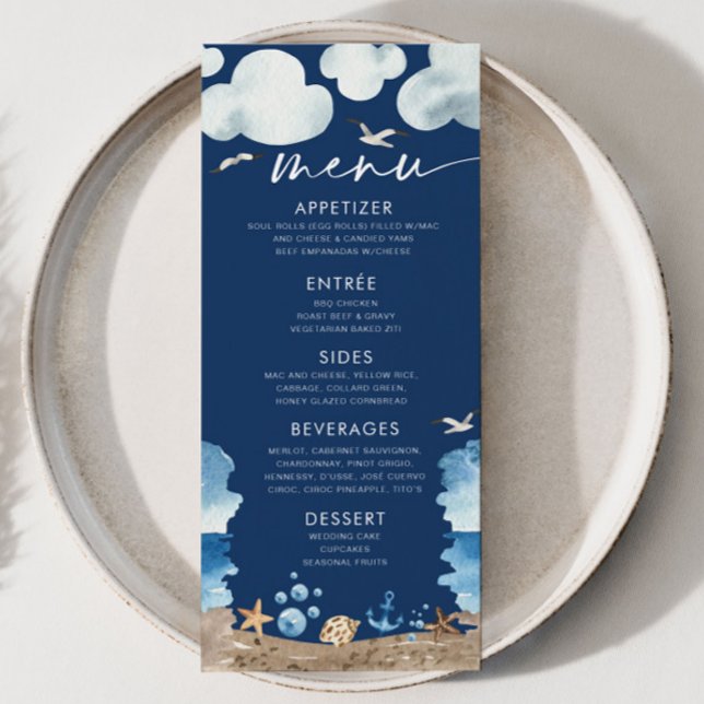 Menu Baby shower Nautica Marine (Créateur téléchargé)