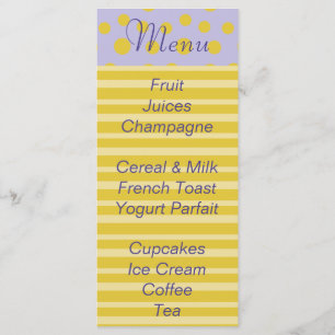 Menu baby shower "Pieds d'or"