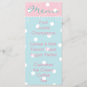 Menu baby shower "Pink Blue Baby"