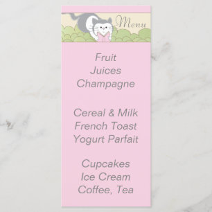 Menu baby shower "Pink Cat Library"