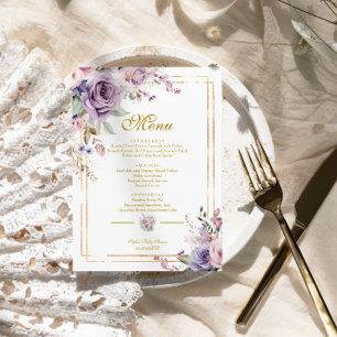 Menu Baby shower Rose violet et blanc