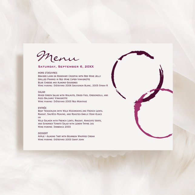 Menu Bagues de tache de vin de Bourgogne moderne rustiq (Créateur téléchargé)
