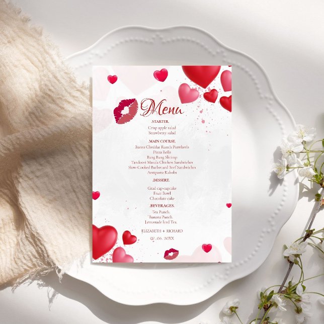 Menu Baiser de la Saint-Valentin rose  Fête de mariage  (Créateur téléchargé)