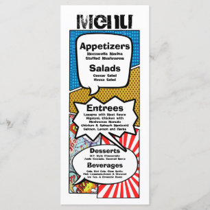 Menu Bande dessinée d'art de bruit de livre de