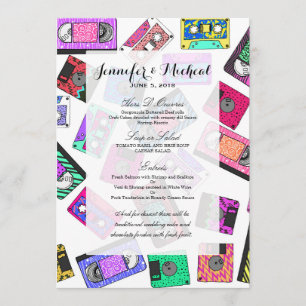 Menu Bandes de cassettes à motifs néon des années 80