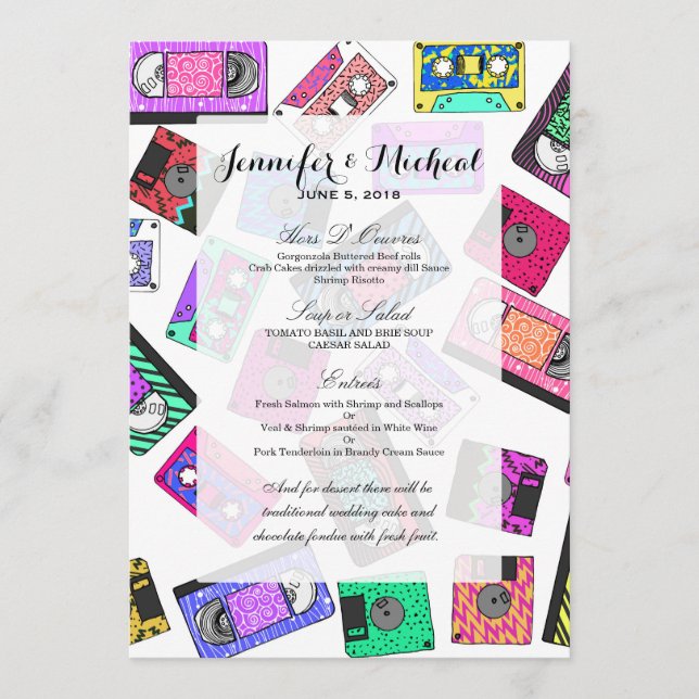 Menu Bandes de cassettes à motifs néon des années 80 (Devant)