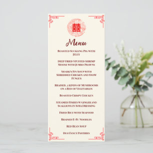 Menu Banquet mariage rouge Dragon et Phoenix
