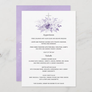 Menu Baptême ou baptême floral Lilac et Argent