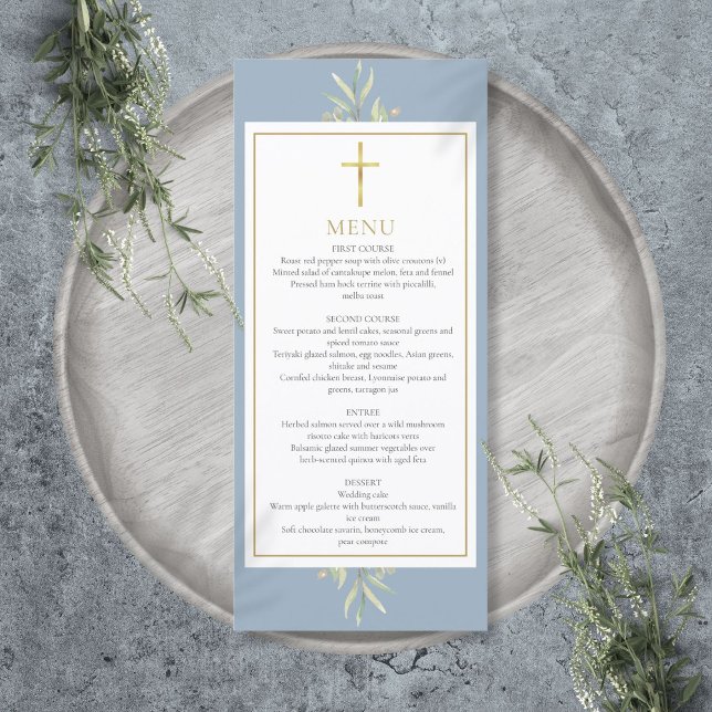 Menu Baptême Première Communion Confirmation Verdure  (Baptism First Communion Confirmation Greenery Menu)