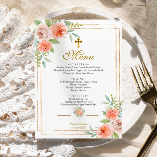 Menu Baptême Rose & Gold Frame (Créateur téléchargé)