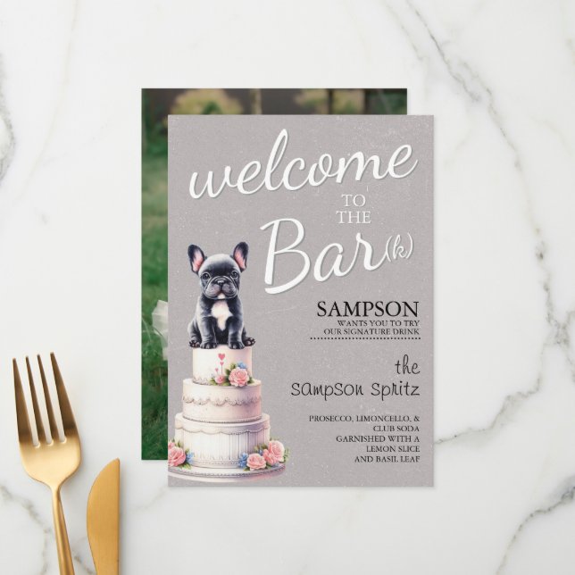 Menu Bar du Bouledogue Français (Devant/Arrière en situation)