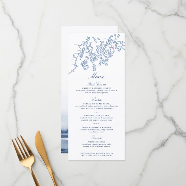 Menu - Bar Harbour Maine Penobscot Bay Carte (Devant/Arrière en situation)