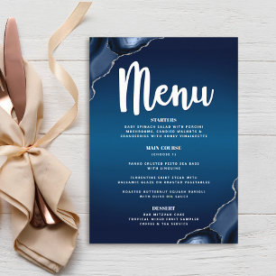 Menu Bar Mitzvah Moderne Bleu Nuit Ombré Agate Script