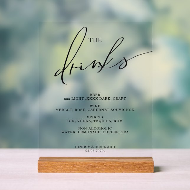Menu Bar Ouvert Affiche de mariage pour les boisso (Neutre)
