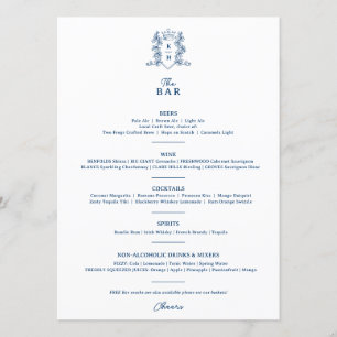 Menu Barre de mariage monogramme blanche en couronne bl
