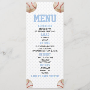 Menu Baseball Sports Blue Baby shower Nourriture