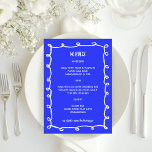 Menu Bat mitzvah de la barre personnalisée de boucles d<br><div class="desc">Carte de menu parfaite pour un bat mitzvah, bar mitzvah ou toute autre célébration juive ! Un cadre de bracelets compliqué pour vous sur le côté avant ! ENTIÈREMENT PERSONNALISABLE ! Cliquez sur "Personnaliser" ci-dessus pour modifier le texte. Cliquez sur "modifier à l'aide de l'outil de conception" pour ajuster les...</div>