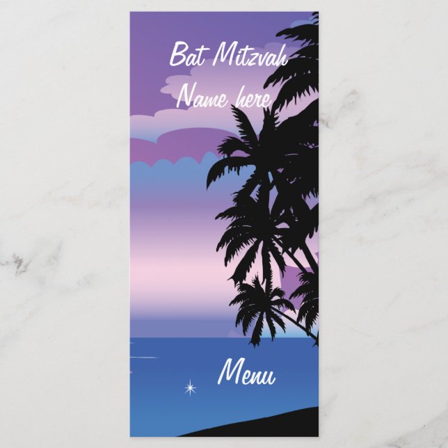 Menu Bat mitzvah pour Shelley (Devant)