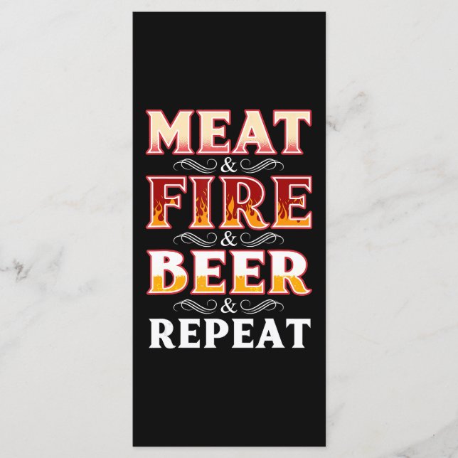 Menu BBQ | BBQ Grill Fumer Viande Feu Bière Répétition (Devant)