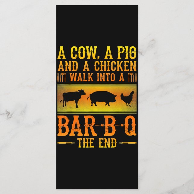 Menu BBQ | Une Vache Un Cochon Et Un Poulet Marcher Dan (Devant)