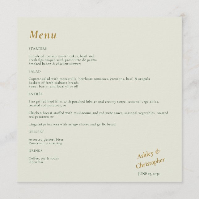 Menu Beau Mariage d'aquarelle florale (Devant)
