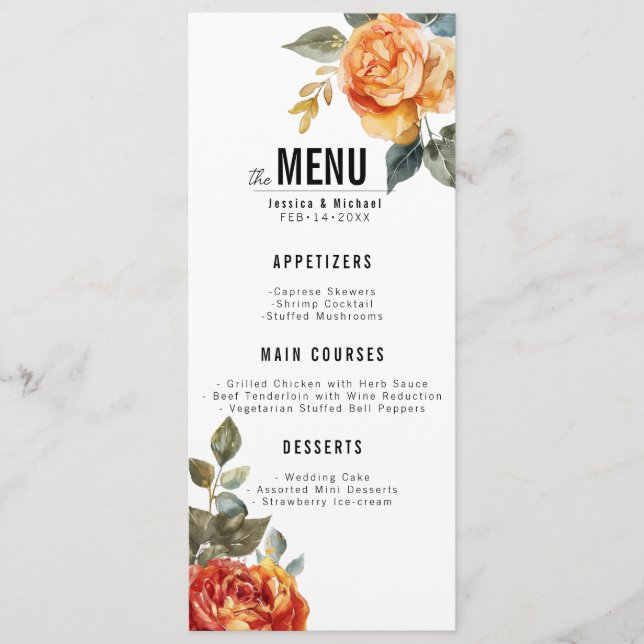 Menu + beau texte Marble Dreams Orange Rose (Devant)