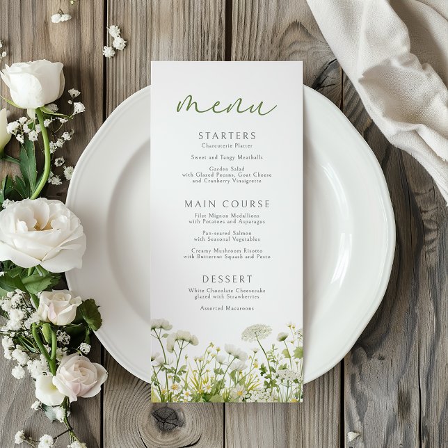 Menu Bébé vert en fleurs Baby shower Fleur sauvage flor (Créateur téléchargé)