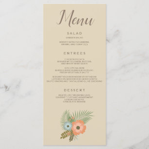 Menu Belle décoration florale sur Arrière - plan beige