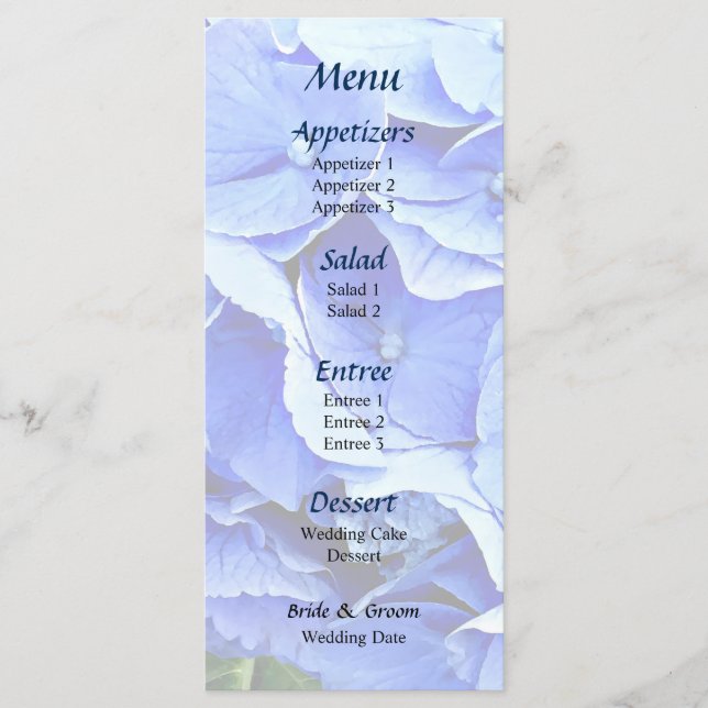 Menu Belle Hortensia Bleue (Devant)
