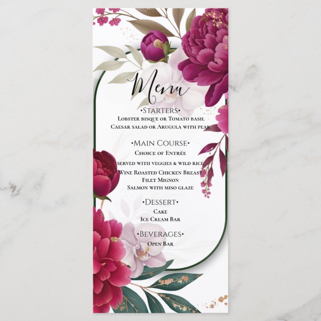 Menu Berry Bloom Garden Floral Glam Wedding  (Devant)