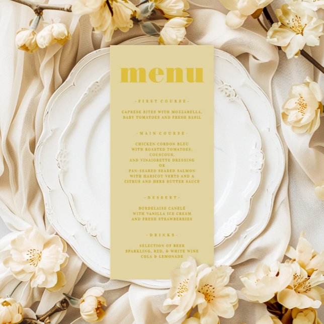 Menu Beurre Jaune Mariage simple (Butter Yellow Simple Wedding Menu)