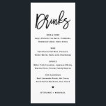 Menu Black Bold Moderne Calligraphie Mariage Boissons<br><div class="desc">Ajoutez ces cartes de menu de boissons personnalisables à votre paysage de table d'évènement. Il présente une calligraphie moderne et une typographie simple en noir. Cette carte de menu du bar calligraphie moderne est parfaite pour les mariages,  les douches nuptiales,  les baby showers,  et bien plus encore.</div>