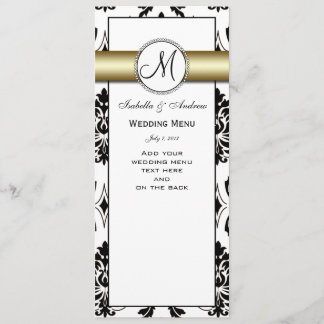 Menu Black Damask Gold Mariage