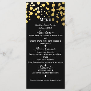 Menu Black & Gold Confetti Dots Modern Glamour