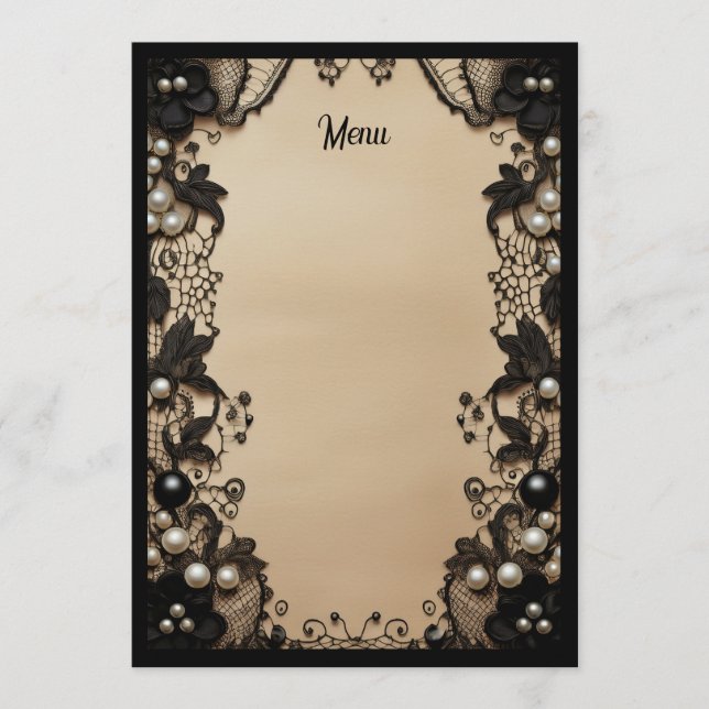 Menu Black Lace and Pearls (Devant)