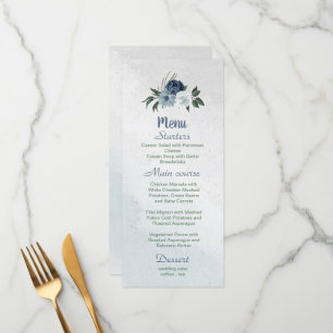 Menu blanc bleu poussiéreux et fleurs marine verdure
