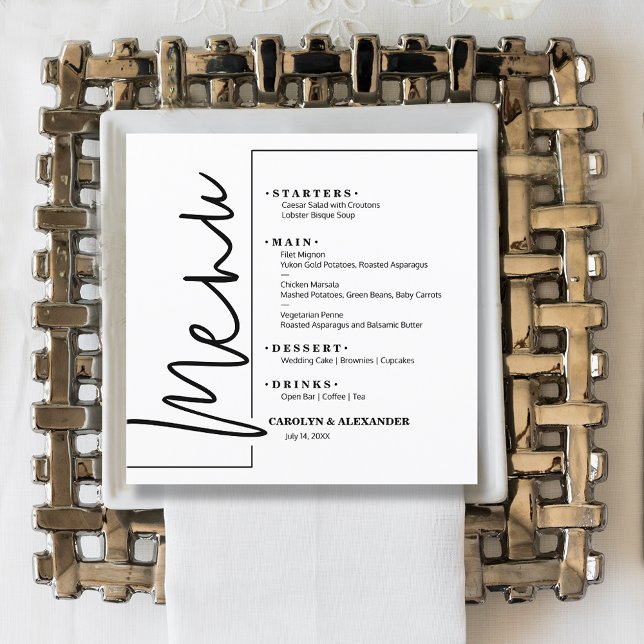 Menu Blanc chic (Chic square white menu cards)