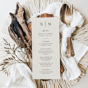 Menu Blanc Crème et Marron   Mariage Minimaliste et Chi