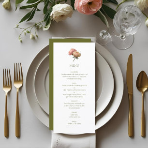 Menu Blanc et olive   Chic Floral Rose Mariage