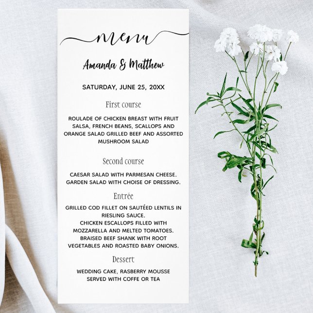 Menu blanc noir mariage classique (Créateur téléchargé)