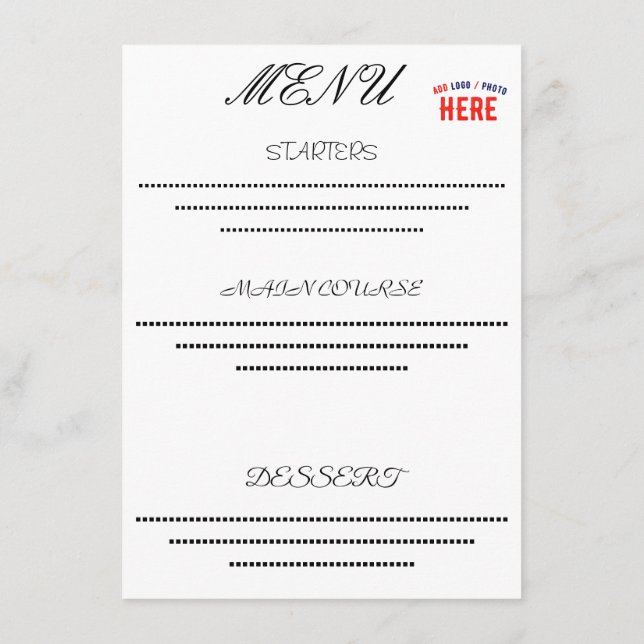 MENU BLANC PERSONNALISABLE MODERNE DE MARQUE VÉRIFIÉ ST (Dos)