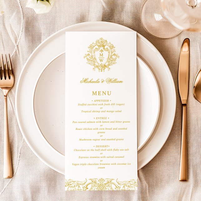 Menu Blason de monogramme élégant de mariage Régence vi (Créateur téléchargé)