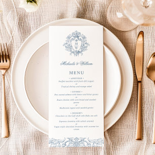 Menu Blason Monogramme Élégant de Mariage Régence Vinta