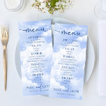 Menu Bleu Blanc Étincelle Nuages Rêveur Élégant Mariage<br><div class="desc">Il s'agit d'un Blue White Sparkle Clouds Dreamy Elegant Wedding menu. nourriture menu entrée boissons apéritif dessert menu table menu minimaliste noir clair simple simple</div>