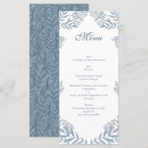 Menu Bleu clair Dusty Mariage Botanique Vintage