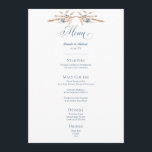 Menu Bleu Cornflowers & Mariage de blé<br><div class="desc">Des fleurs de maïs bleu doux et des herbes séchées bronzées viennent compléter ce menu mariage. Il fait partie de la série de cartes Blue Cornflowers & Blé mariage créée par Simply Farmhouse Press.</div>