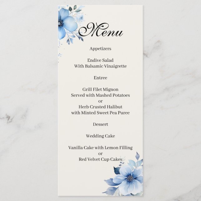 Menu bleu de Quenceanera (Devant)