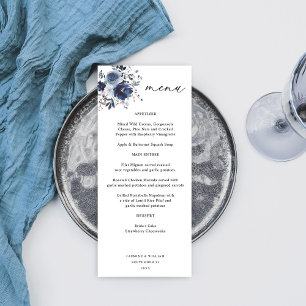 Menu bleu et bleu marine floral haute